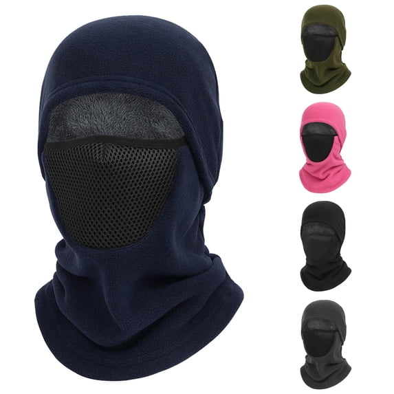 XIAOCHA Women’S Mesh‑Panel Balaclava Fleece‑Knit Fall‑Winter Outdoor Hood,Navy