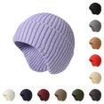 thumbnail image 1 of XIAOCHA Women’S Rib‑Knit Ear‑Cover Beanie Solid Hats Fall‑Winter Outdoor Toque,Light Purple, 1 of 4