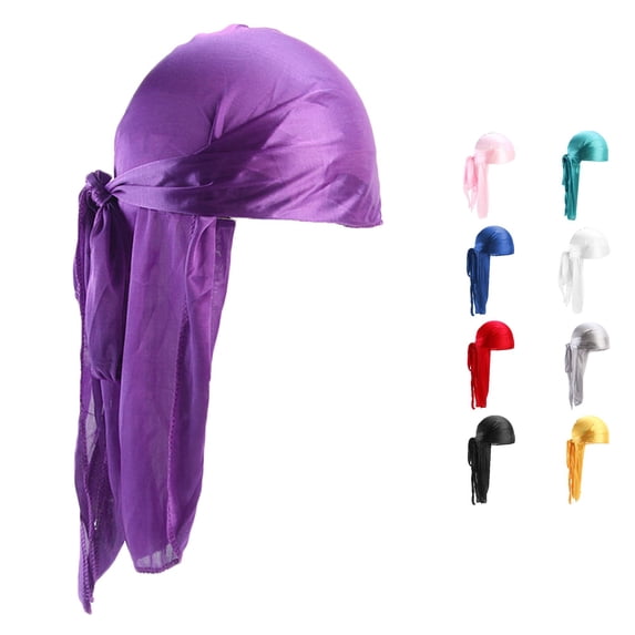 XIAOCHA Women’S Satin‑Tie Durag Solid Hats Casual Fall‑Winter Headwrap,Purple