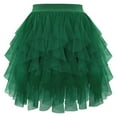 thumbnail image 1 of XIAOCHA Women Solid Ruffled Tulle Mini Skirt Asymmetrical Layered Mesh Skirt Edgy Party Wear Ruffled Tulle Mini Skirts Dark Green, 1 of 2