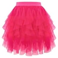 thumbnail image 1 of XIAOCHA Women Solid Ruffled Tulle Mini Skirt Asymmetrical Layered Mesh Skirt Edgy Party Wear Ruffled Tulle Mini Skirts Hot Pink, 1 of 2