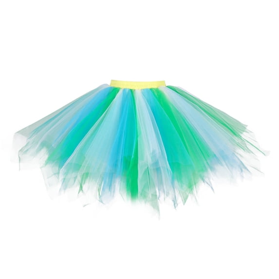 XIAOCHA Women Tulle Tutu Skirt Elastic Waist Layered Flowy Mini Skirt Party Festival Dance Wear Skirt