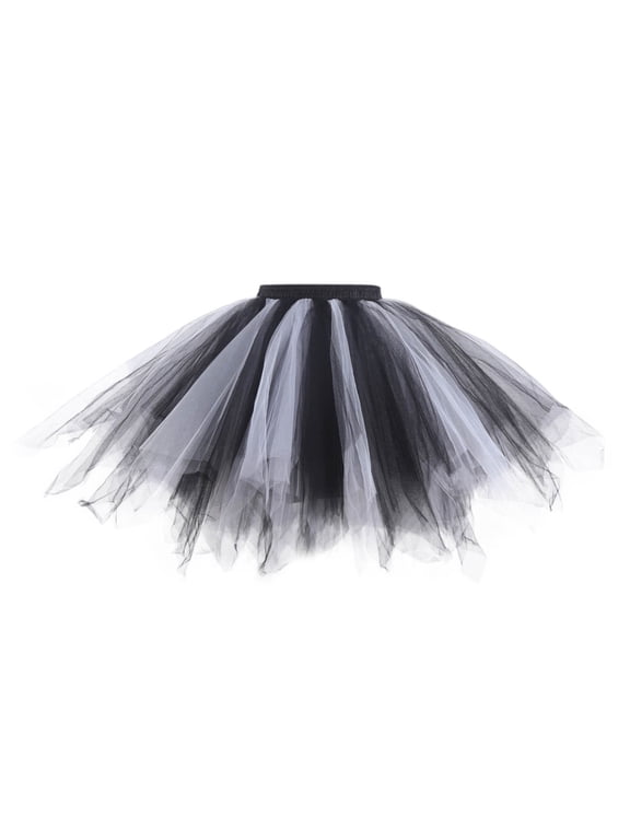 Women Tulle Tutu Skirt Elastic Waist Layered Flowy Mini Skirt Party Festival Dance Wear Skirt
