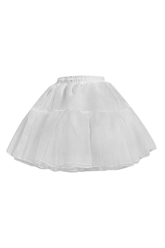 Women's 2 Hoop Crinoline Underskirt Elastic Waist Full A Line Petticoat Skirt