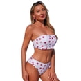 thumbnail image 1 of XIAOCHA Women's Bandeau Bikini Set Strapless Sleeveless Heart Print Ruffled Cheeky Bottom Quick Dry Cute Beach Swimsuits, 1 of 9