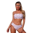thumbnail image 1 of XIAOCHA Women's Bandeau Bikini Set Strapless Sleeveless Heart Print Ruffled Cheeky Bottom Quick Dry Cute Beach Swimsuits, 1 of 9