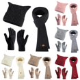 thumbnail image 1 of XIAOCHA Women's Cable‑Knit Beanie Hat Solid Outdoor Walking Scarf Touchscreen Gloves Fall Winter Neckwear,Black, 1 of 5