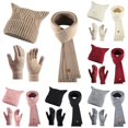 thumbnail image 1 of XIAOCHA Women's Cable‑Knit Beanie Hat Solid Outdoor Walking Scarf Touchscreen Gloves Fall Winter Neckwear,Khaki, 1 of 8
