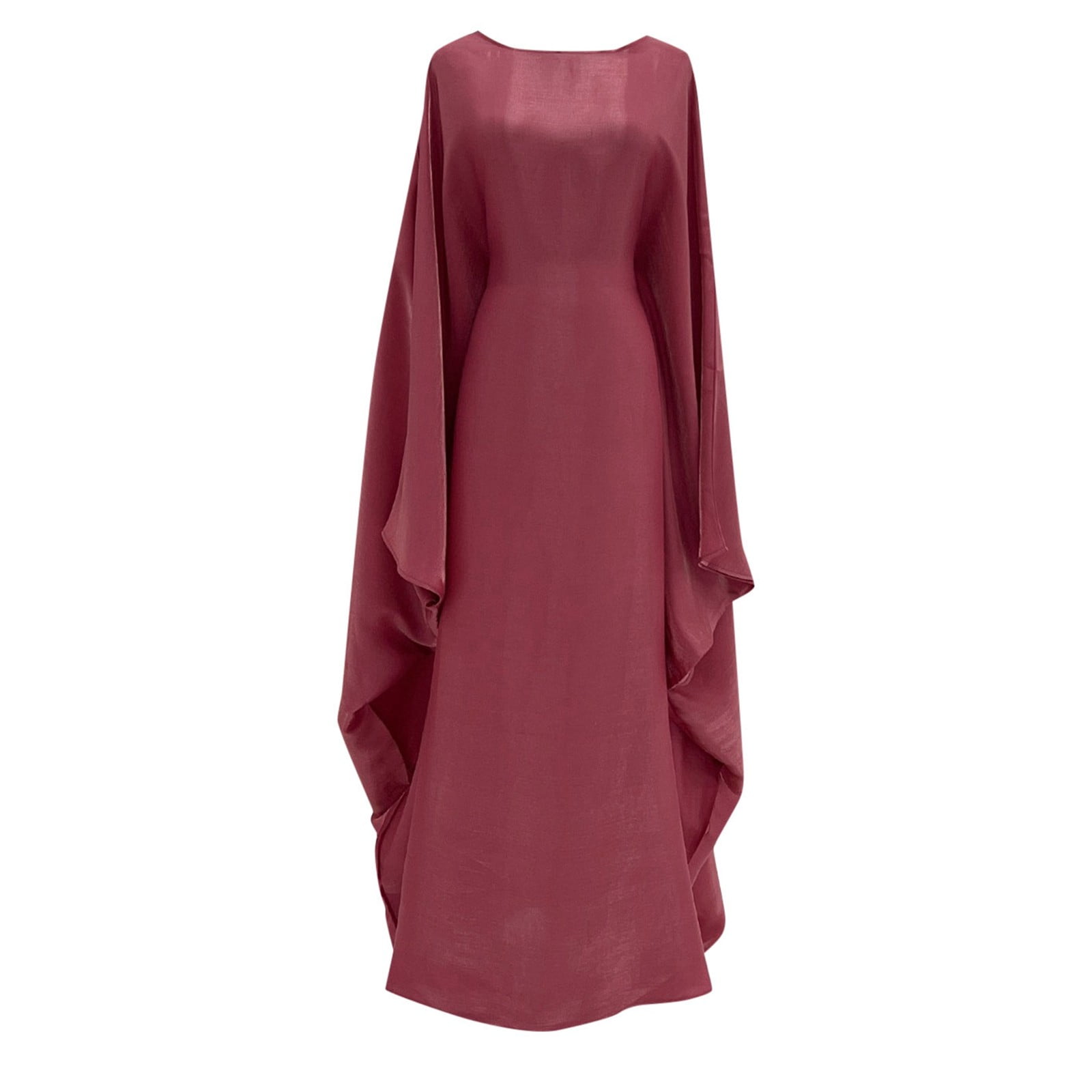 XIAOCHA Women's Cape Sleeve Gown Fitted Draped Boat Neck Maxi Dress Silky Solid Color Evening Dresses