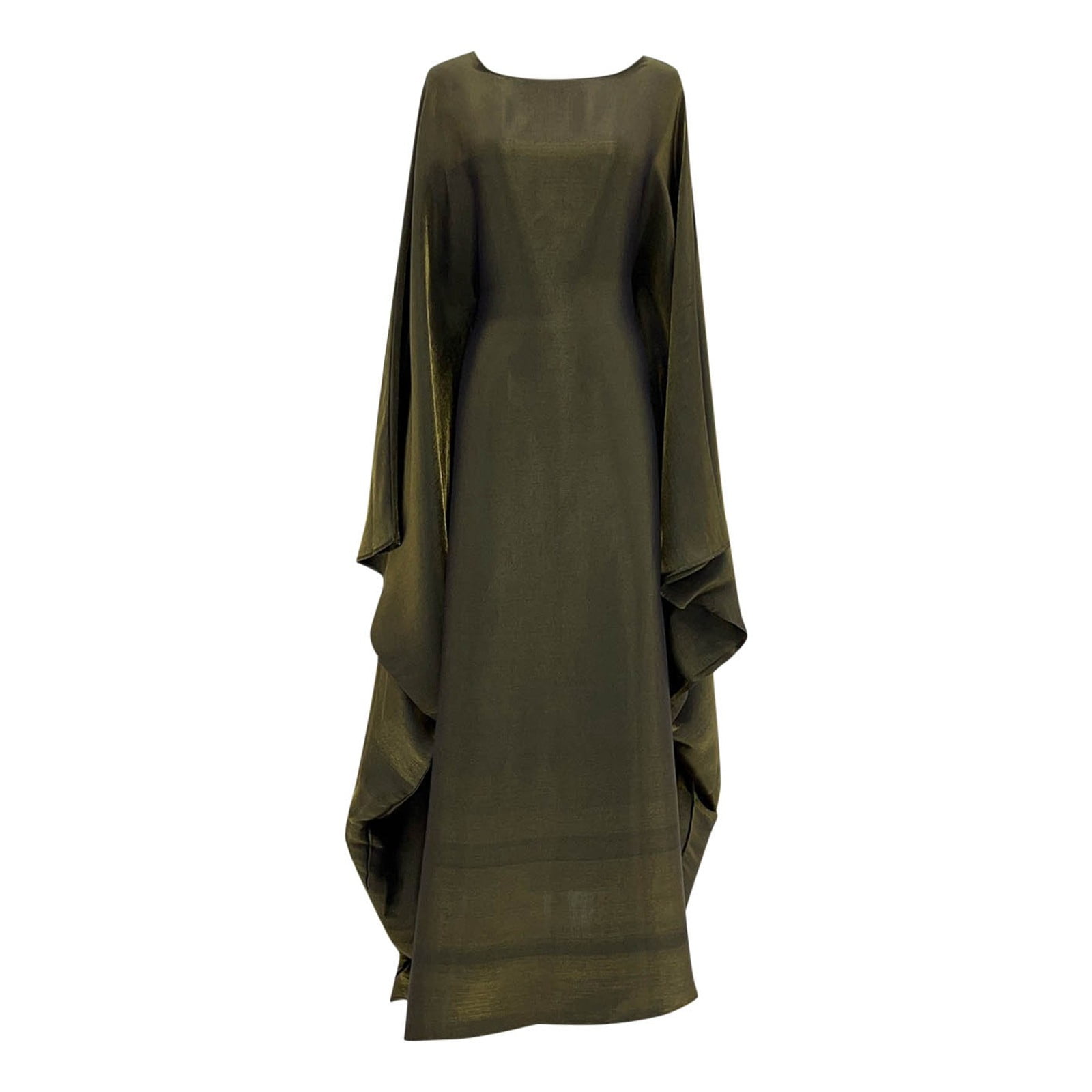 XIAOCHA Women's Cape Sleeve Gown Fitted Draped Boat Neck Maxi Dress Silky Solid Color Evening Dresses