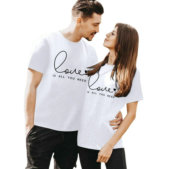 XIAOCHA Women's Casual Short Sleeve Letter Print T-Shirt for Summer Beach Holiday and Valentine's Day Tees