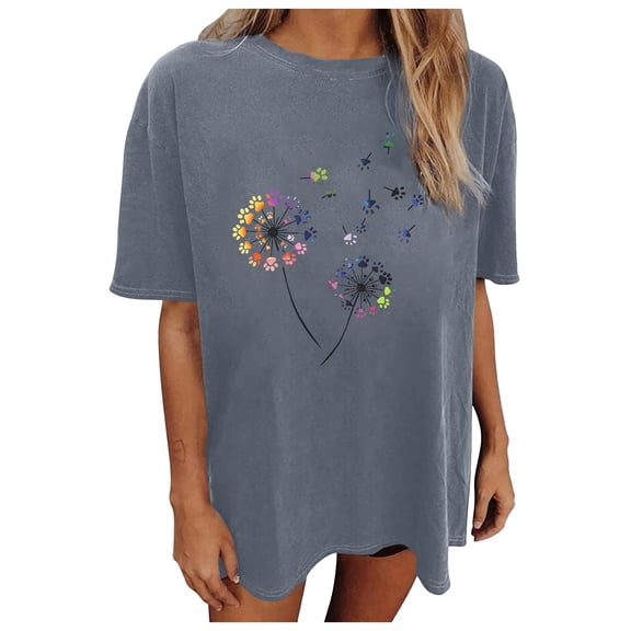 XIAOCHA Women's Casual Short Sleeve Printed T-Shirt Comfortable Everyday Wear Tee Top