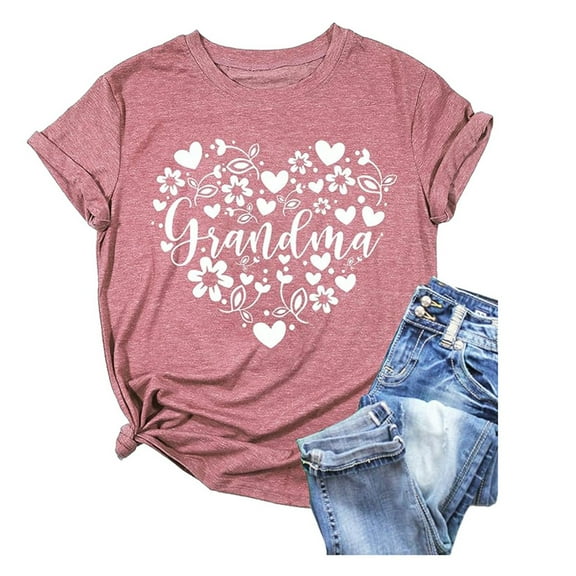 XIAOCHA Women's Casual Summer Crew neck T-Shirt with English Letter and Letter Print Short Sleeve Top