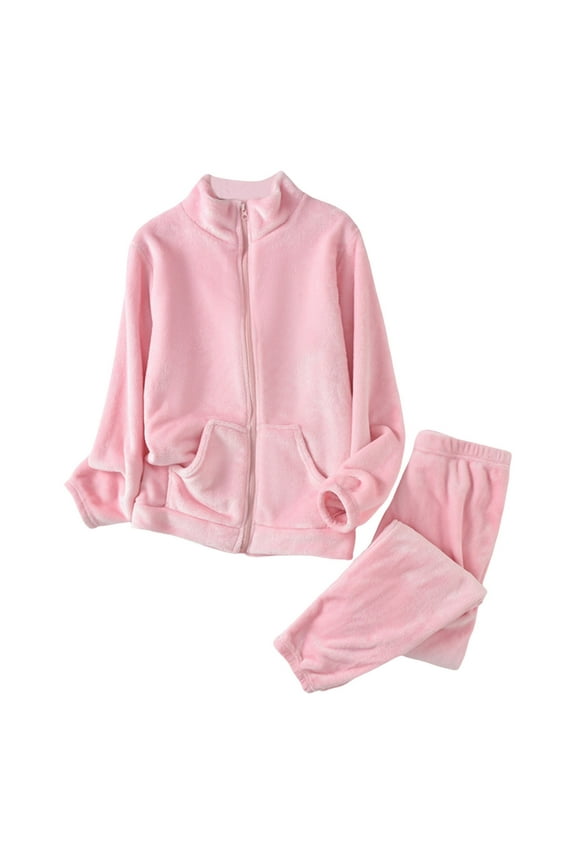 Women's Cozy Flannel Pajama Set Winter Warm Sleepwear Suit For Home Relaxation
