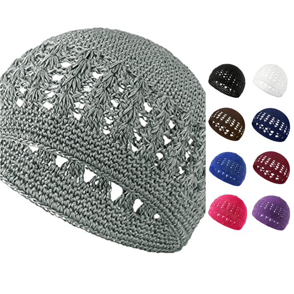 XIAOCHA Women's Crochet Skull Cap Hollow Knit Breathable Lightweight Beanie Hat