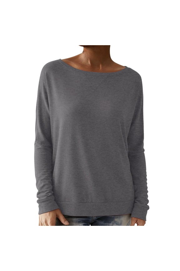 Women's Dolman Sleeve Pullover Sweatshirt Relaxed Fit Boat Neck Casual Top Soft Versatile Everyday Loungewear Shirt