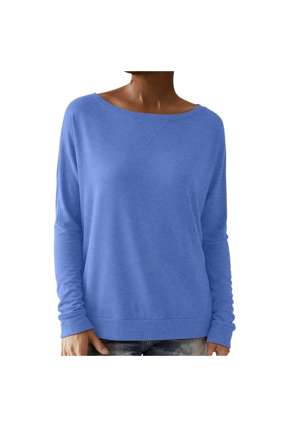 Women's Dolman Sleeve Pullover Sweatshirt Relaxed Fit Boat Neck Casual Top Soft Versatile Everyday Loungewear Shirt
