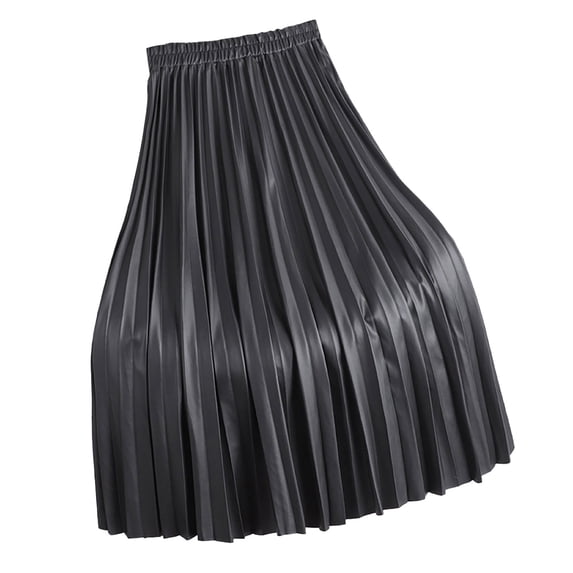 XIAOCHA Women's Elastic High Waist Pleated Skirt Flowy Elegant Everyday Office Midi Skirt