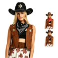 thumbnail image 1 of XIAOCHA Women's Embellished Cowboy Hat Cattleman Shapeable Brim Outdoor Farm Wide Brim Western Hat,Black, 1 of 4