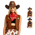 thumbnail image 1 of XIAOCHA Women's Embellished Cowboy Hat Cattleman Shapeable Brim Outdoor Farm Wide Brim Western Hat,Coffee, 1 of 4