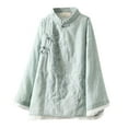 thumbnail image 1 of XIAOCHA Women's Embroidered Linen Blouse Mandarin Collar Button Tunic Breathable Retro Casual Top, 1 of 7