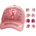 thumbnail image 1 of XIAOCHA Women's Embroidered Pink Ribbon Rose Graphic Baseball Cap Breathable Trucker Hats,Pink4, 1 of 4