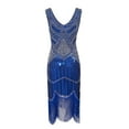 thumbnail image 1 of XIAOCHA Women's Flapper Dress Sleeveless Sequin Beaded Fringe Midi Dress Vintage Art Deco Great Gatsby Party Cocktail Dress, 1 of 2