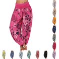 thumbnail image 1 of XIAOCHA Women's Floral Harem Pants Fold Over Waistband Baggy Fit Casual Trousers, 1 of 7