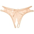 thumbnail image 1 of XIAOCHA Women's Floral Lace Bow Thong Low Rise Mini Length Elastic Waist G String Sheer Intimate Thongs, 1 of 2