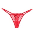 thumbnail image 1 of XIAOCHA Women's Floral Lace Strap Thong Low Rise Mini Length Elastic Waist G String Sheer Romantic Intimate Thongs, 1 of 3