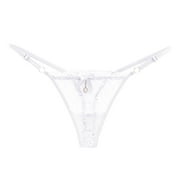 XIAOCHA Womens Floral Lace Strap Thong Low Rise Mini Length Elastic Waist G String Sheer Romantic Intimate Thongs