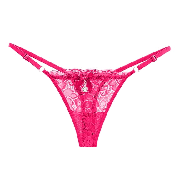 XIAOCHA Women's Floral Lace Strap Thong Low Rise Mini Length Elastic Waist G String Sheer Romantic Intimate Thongs
