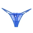 thumbnail image 1 of XIAOCHA Women's Floral Lace Strap Thong Low Rise Mini Length Elastic Waist G String Sheer Romantic Intimate Thongs, 1 of 3