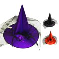 thumbnail image 1 of XIAOCHA Women's Floral Witch Hat Solid Outdoor Party Headwear Fall Winter Halloween Role Playing Hat,Purple, 1 of 4