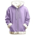 thumbnail image 1 of XIAOCHA Women's Full-Zip Hoodie Warm Sherpa-Trimmed Hoodies Cozy Winter Layering Hooded Jacket, 1 of 3