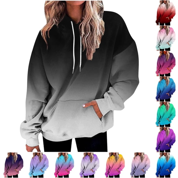 XIAOCHA Women's Gradient Tie‑Dye Pullover Hoodie Oversized Fit Casual Hooded Sweatshirts
