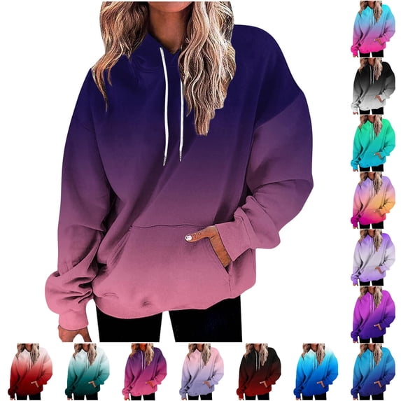 XIAOCHA Women's Gradient Tie‑Dye Pullover Hoodie Oversized Fit Casual Hooded Sweatshirts