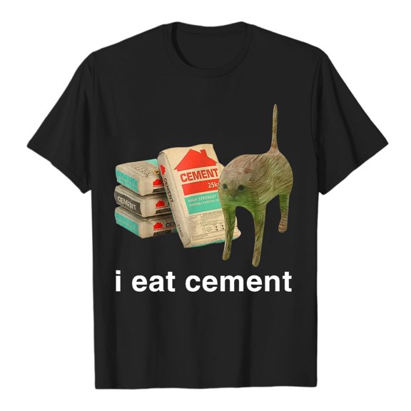 XIAOCHA Women's Graphic T-Shirt with I Eat Cement Print Casual Crew neck Top for Ladies