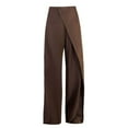 thumbnail image 1 of XIAOCHA Women's High Waist Wide Leg Pants Asymmetric Button Loose Fit Daily Office Trousers, 1 of 4