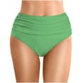 thumbnail image 1 of XIAOCHA Women's High Waisted Ruched Swim Brief Solid Foldover Waist Beach Pool Bikini Brief, 1 of 5