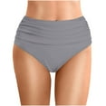 thumbnail image 1 of XIAOCHA Women's High Waisted Ruched Swim Brief Solid Foldover Waist Beach Pool Bikini Brief, 1 of 5
