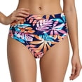 thumbnail image 1 of XIAOCHA Women's High Waisted Ruched Swim Brief Tropical Printed Beach Pool Bikini Brief, 1 of 4