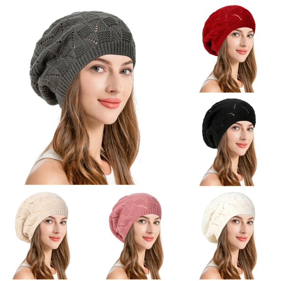 XIAOCHA Women's Hollow Knit Slouchy Beanie Light Breathable Fall Winter Headwear Knitcap