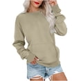 thumbnail image 1 of XIAOCHA Women's Kangaroo Pocket Sweatshirt Long Sleeve Crew Neck Pullover Knit Top Soft Minimalist Casual Sweatshirts, 1 of 4
