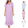 thumbnail image 1 of XIAOCHA Women's Lace Nightgown Square Neck Short Sleeve Ruffle Hem Sleep Dress, 1 of 7