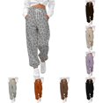 thumbnail image 1 of XIAOCHA Women's Leopard Print Jogger Pants Elastic Ankle Side Pockets Loose Fit Sweatpants, 1 of 4