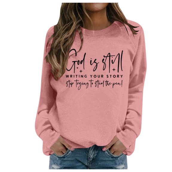 XIAOCHA Women's Letter Sweatshirt Loose Crew Neck Pullover Top Casual Daily Streetwear Sweatshirts