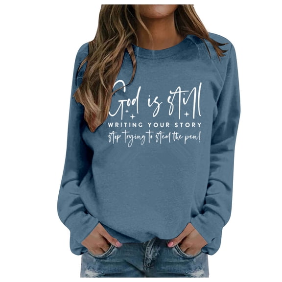 XIAOCHA Women's Letter Sweatshirt Loose Crew Neck Pullover Top Casual Daily Streetwear Sweatshirts