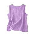 thumbnail image 1 of XIAOCHA Women's Linen Tank Crew Neck Sleeveless Blouse Breathable Casual Daily Top, 1 of 3