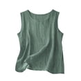 thumbnail image 1 of XIAOCHA Women's Linen Tank Crew Neck Sleeveless Blouse Breathable Casual Daily Top, 1 of 3